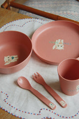 Vajilla infantil Ciao Miao, vista de conjunto en mesa
