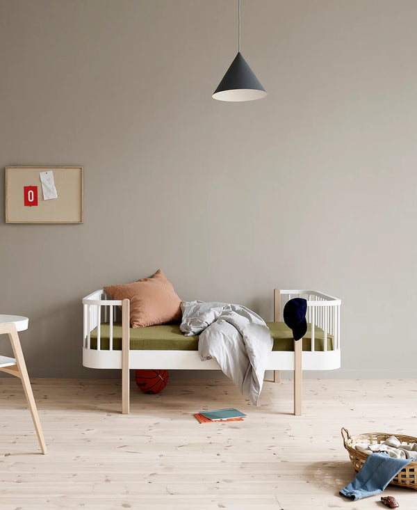 Cama junior Wood Original, blanco/roble