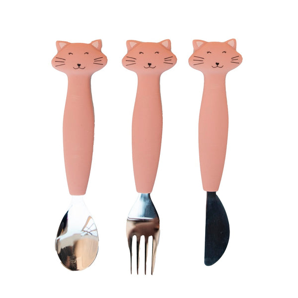 Set 3 Cubiertos Silicona Gato