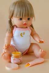 Potito y cuchara para muñecos - Melocotón