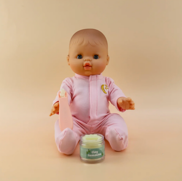 Potito y cuchara para muñecos - Manzana